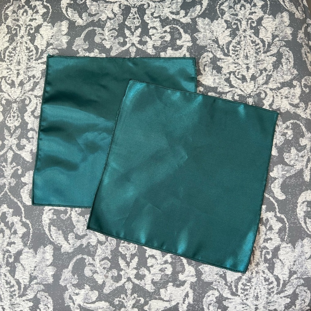 Green Satin Pocket Square Handkerchiefs